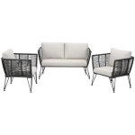 Salon de jardin - tectake - ensemble dext�rieur canap� et 2 fauteuils sundo en r�sine tress�e housses ...