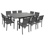 Salon de jardin extensible 10 places de 140 / 200cm en textil�ne gris - aluminium anthracite venezia