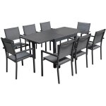 Salon de jardin venezia extensible 90 / 180 en textil�ne gris 8 places - aluminium anthracite