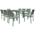 Salon de jardin venezia extensible 90 / 180 en textil�ne vert sauge 8 places - aluminium vert sauge