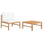 Salon de jardin - vidaxl - 2 pcs - bois de teck - coussins crme - 2 personnes
