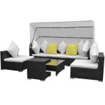 Salon de jardin - vidaxl - 7 pcs avec baldaquin - rsine tresse - noir
