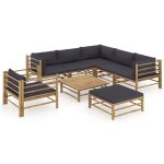 Salon de jardin - vidaxl - 8 pcs - bambou - coussins amovibles - modulaire - contemporain