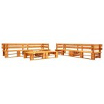 Salon de jardin - vidaxl - palette 6 pcs - bois massif - marron miel - r�sistant aux intemp�ries