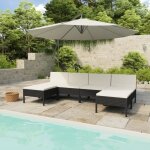 Vidaxl salon de jardin 6 pcs avec coussins rsine tresse noir