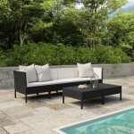 Vidaxl salon de jardin 6 pcs avec coussins rsine tresse noir