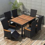Vidaxl ensemble � manger dext�rieur 7pcs r�sine tress�e acacia noir 47681