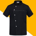 Salopette de chef universelle en tissu denim de haute qualité à manches courtes et dos en maille respirante ... Salopette de chef universelle en tissu denim de haute qualité à manches courtes et dos en maille respirante ...