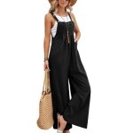 Salopette femme ample en coton bretelles rglables avec poches combinaison  jambes larges couleur unie ...