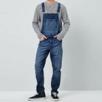 Salopette salopette pour homme en jean avec poche streetwearbleu fonc