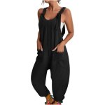 Salopette femme ete fluide grande taille combinaison pantalon décontracté noir Salopette femme ete fluide grande taille combinaison pantalon décontracté noir