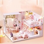 Maison de poupée miniature salutuya - kit de bricolage avec lumière led - bois - 30 * 23. 5 * 7 cm Maison de poupée miniature salutuya - kit de bricolage avec lumière led - bois - 30 * 23. 5 * 7 cm