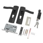 Salutuya kit serrure porte poign�e en acier au mangan�se universel pour maison chambre - noir