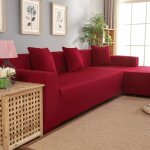 Housse de canap� - salutuya - 3 + 2 places - polyester - vin rouge - lavable