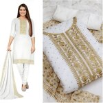 Salwar kameez - manas - blanc - robe indienne brod�e - taille 36 - 48