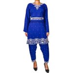 Salwar kameez - tenue indienne femme - robe bollywood mariage - sari caftan - bleu - taille s au 5xl