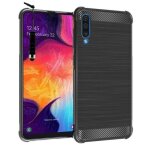 Pour samsung galaxy a50 sm - a505f 6. 4: coque silicone tpu fibre de carbone bross + mini stylet - noir ...