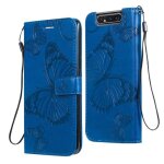 Samsung galaxy a80 etui � rabat en pu cuir magn�tique antichoc flip housse portefeuille papillon - bleu ...