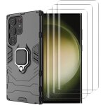 Compatible samsung galaxy s23 ultra 5g - coque rsistante avec bquille et 3 films protection cran verre ...