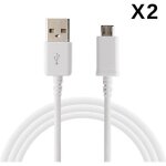 [compatible samsung galaxy s3 - s4 - s5 - s6 - s7 - mini - edge] lot 2 cables usb chargeur blanc port ...