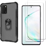 Compatible samsung note 10 lite - coque rsistante avec anneau bquille anti chute + 2 films vitre cran ...