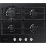 Table de cuisson au gaz - samsung - na64h3010ak - eo - noir - commandes avant - 4 foyers