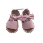 Sandales b�b� fille souple - bijouterie papillon bleu - rose - motif floral et gros noeud