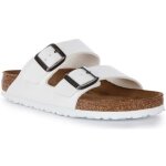 Sandale birkenstock arizona birko flor blanc - mixte - boucle de serrage - plat