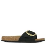 Sandales birkenstock madrid big buckle - femme - noir - cuir - boucle de serrage