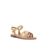 Sandales dot�es de brides multi - mati�res entrecrois�es. poss�dent une bride avec boucle r�glable � ...