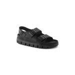 Sandale compense - birkenstock - milano - cuir - homme - talon 5cm - noir