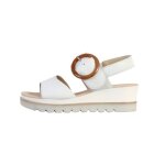 Sandales compens�es cuir gabor satin met - blanc