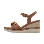 Sandales compense cuir tamaris - camel - femme - hauteur du talon 5 cm - type de talon compens