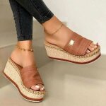 Sandales compenses dt plate - forme talons hauts chaussures pour femmes jiushengti? - brun