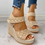 Sandales compensées femmes dames plateforme compensées talon fleur floral chaussures À lacets Sandales compensées femmes dames plateforme compensées talon fleur floral chaussures À lacets
