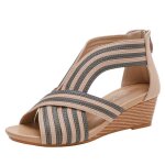 Sandales compenses femme ete boheme confortable chaussures de plage bout ouvert pour plage vacances