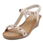 Sandales compens�es femme ete strass chaussures � bout ouvert respirante antid�rapante