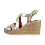 Sandales compenses femme - geox - ponza - cuir or - talon 5cm - bride