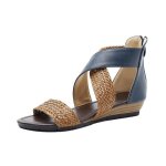 Sandales compens�es femme - insfity - bout ouvert - polyur�thane - zip - confortable - bleu