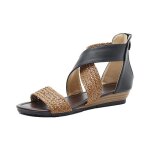 Sandales compens�es femme - insfity - polyur�thane - zip - noir - 4 cm
