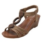 Sandales compens�es femme - insfity - vintage �t� chaussures confortable � bout ouvert - marron - talon ...