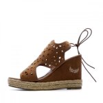 Sandales compenses femme - kaporal savage - talon 10cm - camel