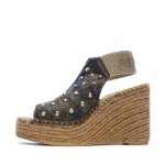 Sandales compens�es femme - replay - jess punk - bleu - talon 11cm - tige textile
