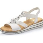 Sandales compens�es pour femmes rieker v0687 - blanc - talon compens� - chaussure d�t� confortable