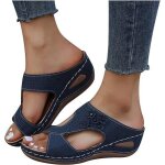 Sandales compenses - femme - caoutchouc - confort orthopdique - t bleu