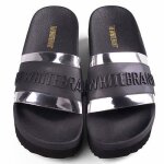 Sandales compenses noires pour femme - thewhitebrand - high twb relief silver - talon 2cm - boucle de ...