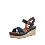 Sandales a talon compense pepe jeans femme ref 56451 595 navy