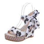 Sandales compensées à plateforme et talons hauts pour femmes - blanc - talon compensé - dessus synthétique ... Sandales compensées à plateforme et talons hauts pour femmes - blanc - talon compensé - dessus synthétique ...