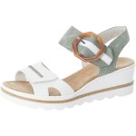Sandales compenses rieker kaukasus - femme - blanc - talon 5. 4cm - boucle de serrage