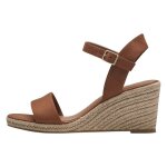 Sandales compens�es - tamaris - 28300 - 42 - marron - bride � boucle - talon compens� 7 cm